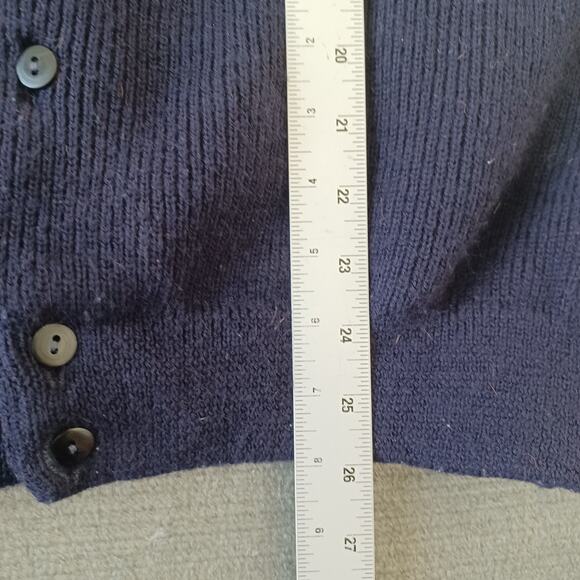 VTG Blarney Castle Knitwear Cardigan Sweater Mens L Blue Wool Irish Embroidered - Picture 6 of 10